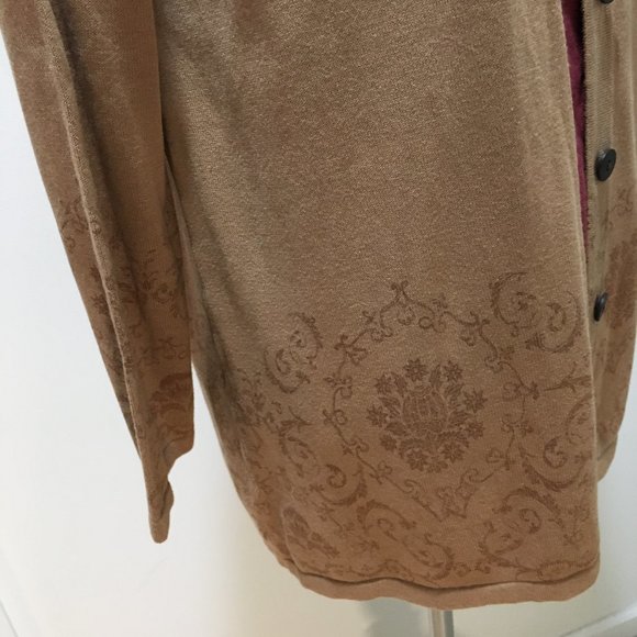 NWT 🎁 J. Jill Light Brown Y2K Baroque Cardigan - Picture 5 of 14